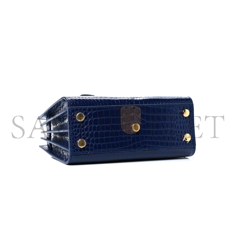 YSL BLUE CROC EMBOSSED LEATHER NANO CLASSIC SAC DE JOUR TOTE 392035DND1N4150 (22*18*10.5cm)